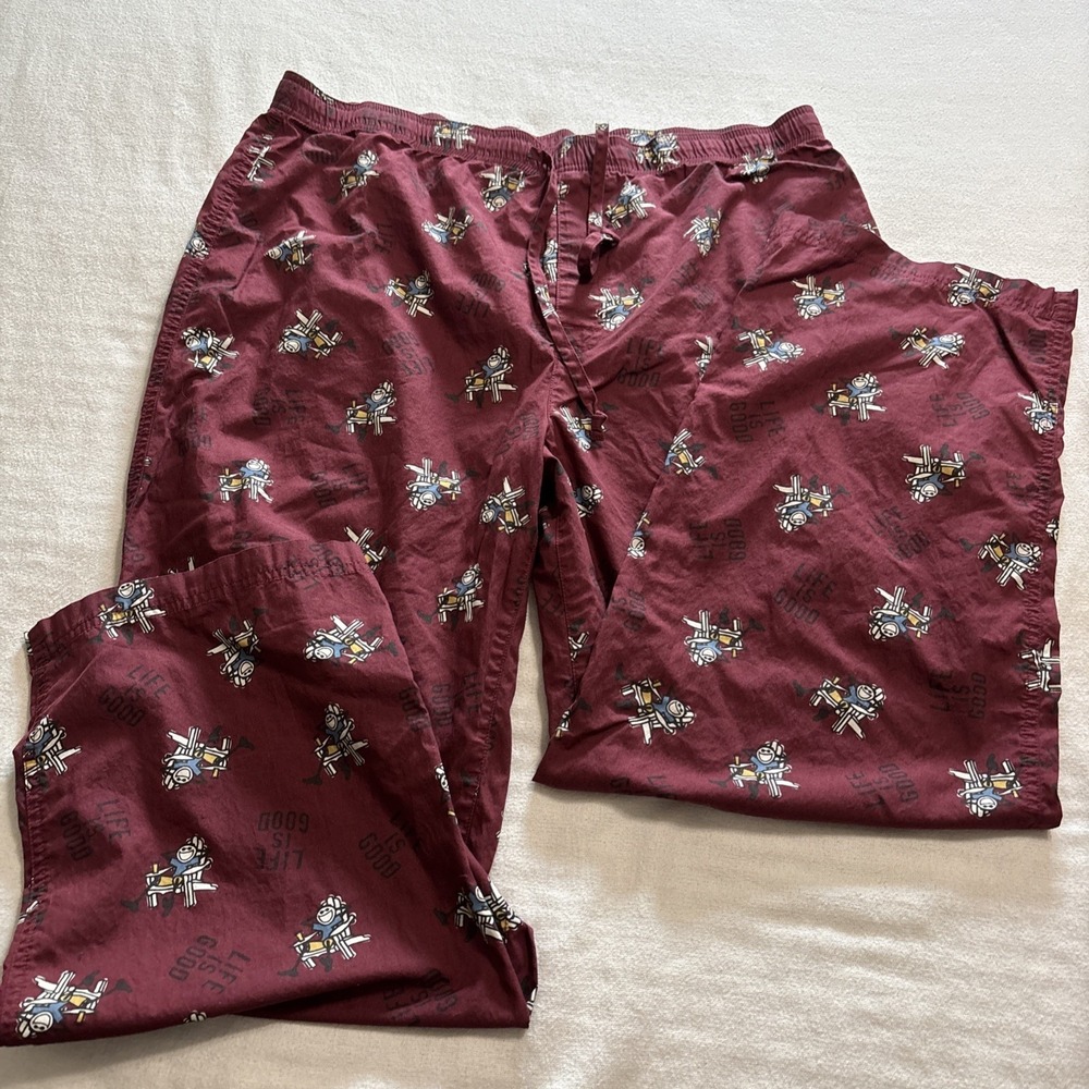 Life‎ Is Good Men's Cotton Burgundy Pajama Lounge Pants Jake Relaxing Size XL